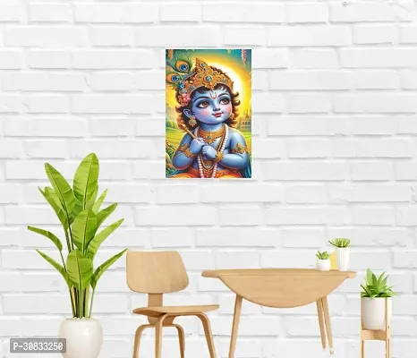 Self-Adhesive Religious Bal Krishna Posters for Home Decor, Living Room, Bedroom, Hall, Kids Room, Play Room, P30 Waterproof 12x18 Inches-thumb3