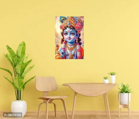 Self-Adhesive Religious Bal Krishna Posters for Home Decor, Living Room, Bedroom, Hall, Kids Room, Play Room, P13 Waterproof 12x18 Inches-thumb2