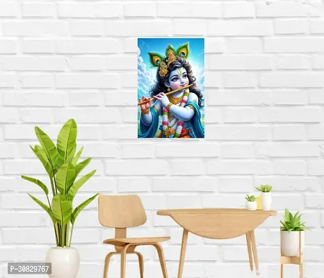 Self-Adhesive Religious Bal Krishna Posters for Home Decor, Living Room, Bedroom, Hall, Kids Room, Play Room, P11 Waterproof 12x18 Inches-thumb3