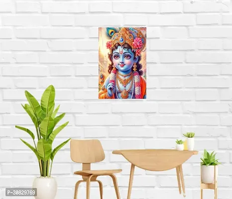 Self-Adhesive Religious Bal Krishna Posters for Home Decor, Living Room, Bedroom, Hall, Kids Room, Play Room, P13 Waterproof 12x18 Inches-thumb3