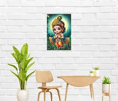 Self-Adhesive Religious Bal Krishna Posters for Home Decor, Living Room, Bedroom, Hall, Kids Room, Play Room, P45 Waterproof 12x18 Inches-thumb2