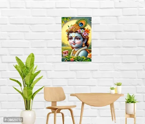 Self-Adhesive Religious Bal Krishna Posters for Home Decor, Living Room, Bedroom, Hall, Kids Room, Play Room, P16 Waterproof 12x18 Inches-thumb3