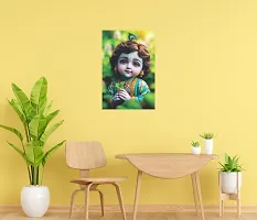 Self-Adhesive Religious Bal Krishna Posters for Home Decor, Living Room, Bedroom, Hall, Kids Room, Play Room, P31 Waterproof 12x18 Inches-thumb1