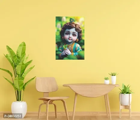 Self-Adhesive Religious Bal Krishna Posters for Home Decor, Living Room, Bedroom, Hall, Kids Room, Play Room, P31 Waterproof 12x18 Inches-thumb2