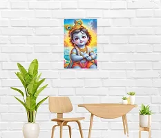 Self-Adhesive Religious Bal Krishna Posters for Home Decor, Living Room, Bedroom, Hall, Kids Room, Play Room, P34 Waterproof 12x18 Inches-thumb2