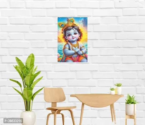 Self-Adhesive Religious Bal Krishna Posters for Home Decor, Living Room, Bedroom, Hall, Kids Room, Play Room, P34 Waterproof 12x18 Inches-thumb3