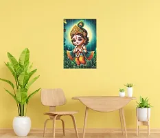 Self-Adhesive Religious Bal Krishna Posters for Home Decor, Living Room, Bedroom, Hall, Kids Room, Play Room, P45 Waterproof 12x18 Inches-thumb1