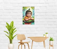 Self-Adhesive Religious Bal Krishna Posters for Home Decor, Living Room, Bedroom, Hall, Kids Room, Play Room, P28 Waterproof 12x18 Inches-thumb2