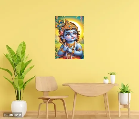 Self-Adhesive Religious Bal Krishna Posters for Home Decor, Living Room, Bedroom, Hall, Kids Room, Play Room, P30 Waterproof 12x18 Inches-thumb2