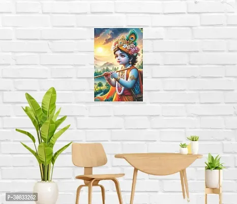 Self-Adhesive Religious Bal Krishna Posters for Home Decor, Living Room, Bedroom, Hall, Kids Room, Play Room, P37 Waterproof 12x18 Inches-thumb3