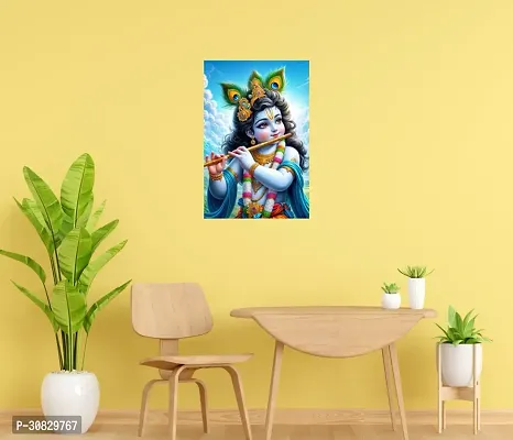 Self-Adhesive Religious Bal Krishna Posters for Home Decor, Living Room, Bedroom, Hall, Kids Room, Play Room, P11 Waterproof 12x18 Inches-thumb2