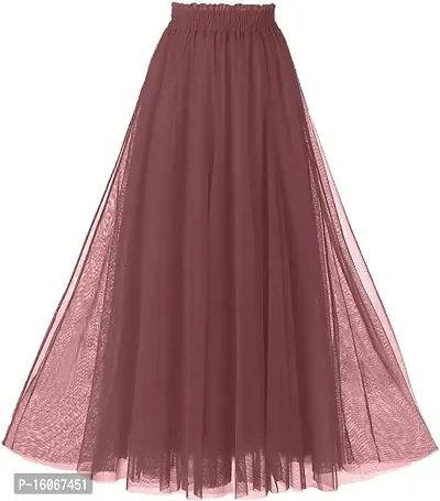 Radhika 'n' Dhaanya creation Net Fabric Tulle Long Skirt Full Length (Maroon)