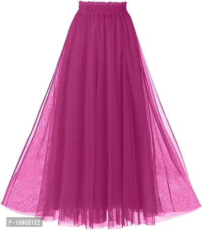 Radhika 'n' Dhaanya creation Net Fabric Tulle Long Skirt Full Length (Magenta)