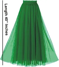 Radhika 'n' Dhaanya creation Net Fabric Tulle Long Skirt Full Length (Green)-thumb1