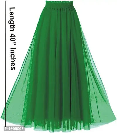 Radhika 'n' Dhaanya creation Net Fabric Tulle Long Skirt Full Length (Green)-thumb2