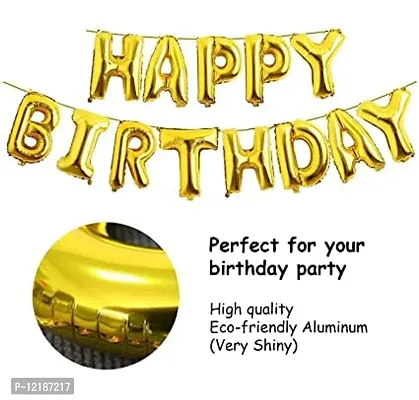 Crelzos- Happy Birthday Decoration Combo 43Pcs Set Foil Banner and Balloons for Girls Adult Wife Girl Friend 1 (Pack of 43, Black+Gold+Silver)-thumb5