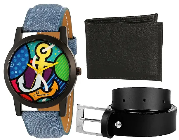Combo Of Wrist Watch With Wallet and Belt