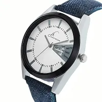 Formal White Dial Denim Finish Day And Date Working Wrist Watch-thumb2
