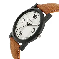 White Dial Brown Strap Quartz Analogue Wrist Watch-thumb1