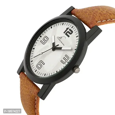 White Dial Brown Strap Quartz Analogue Wrist Watch-thumb2