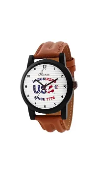 Stylish White Dial Strap Analog Wrist Watch With Belt And Aviator Glasses-thumb1