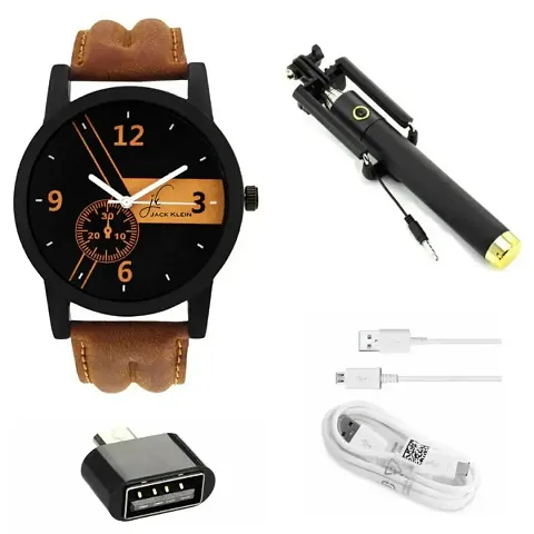 Combo of 4 Mens Analog Watches With Mobile Accessories