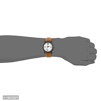 White Dial Brown Strap Quartz Analogue Wrist Watch-thumb5