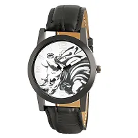 Black N White Designer Wrist Watch With Black Wallet And Belt-thumb1