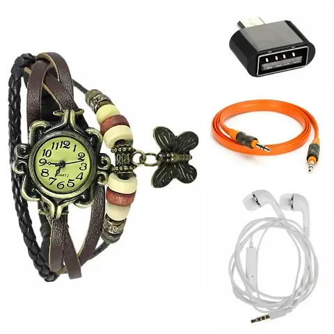 Combo Of Watch, Earphone, OTG, Aux Cable