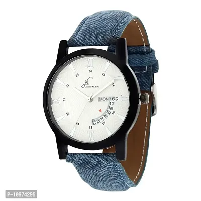 White Dial Denim Finish Strap Day And Date Working Multi Function Watch-thumb2