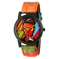 Multicoloured Stylish And Funky Analog Wrist Watch With Black Wallet And Belt-thumb1