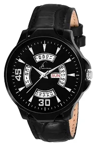 Combo Of Formal And Elegant Black Day And Date Working Watch Get Free Black Belt With Wallet-thumb3