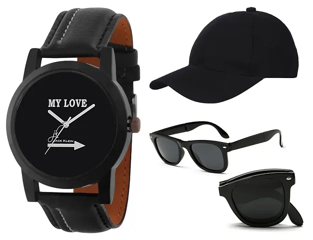 Dial Strap Boys Analog Watch With Cap And Foldable Sunglass