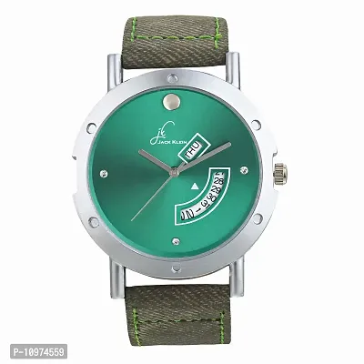 Day And Date Grey Synthetic Leather Watch For Men