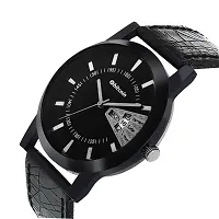 Stylish And Trendy Black PU Strap Analog Watch For Men-thumb2