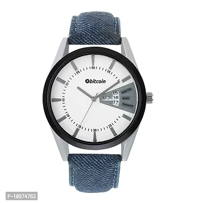 Stylish And Trendy Blue PU Strap Analog Watch For Men-thumb0