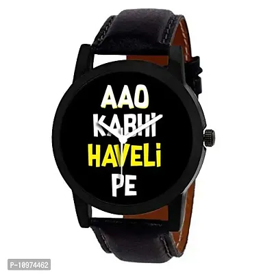 Graphic Black Dial Strap Analog Wrist Watch