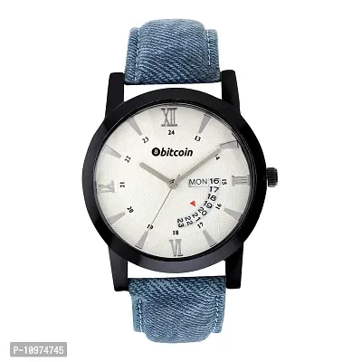 Stylish And Trendy Blue PU Strap Analog Watch For Men-thumb0