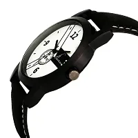 Stylish White Dial Black Strap Analogue Wrist Watch For Men-thumb1