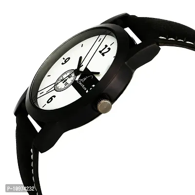 Stylish White Dial Black Strap Analogue Wrist Watch For Men-thumb2