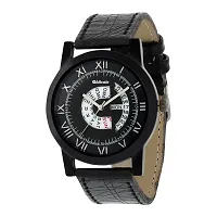 Stylish And Trendy Black PU Strap Analog Watch For Men-thumb1