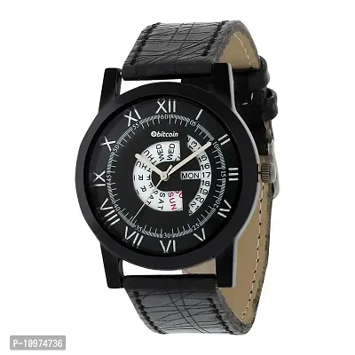 Stylish And Trendy Black PU Strap Analog Watch For Men-thumb2