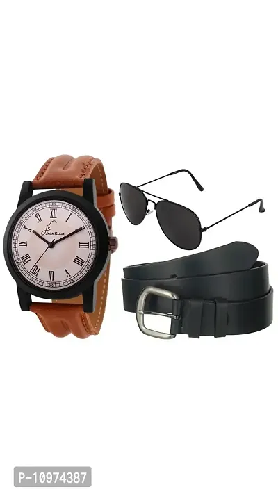 Elegant Wrist Watch With Belt And Aviator Glasses