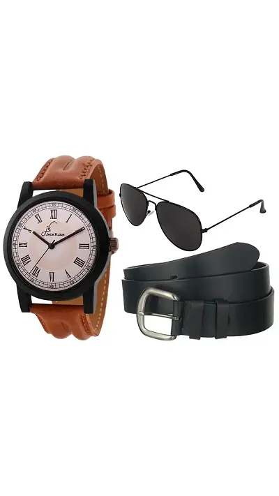 Combo Of Watch With Belt & Glasses For Men