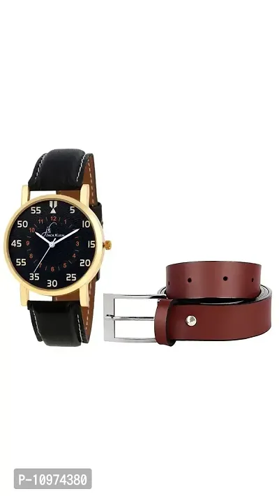 Stylish Look Leatherette Needle Pin Point Belt And Get Watch