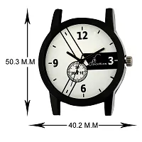 Stylish White Dial Black Strap Analogue Wrist Watch For Men-thumb3