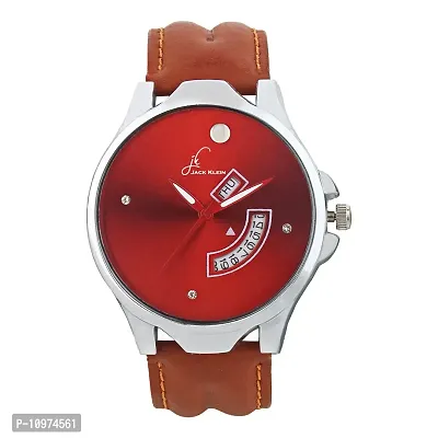 Day And Date Brown Synthetic Leather Watch For Men