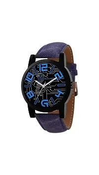 Stylish Denim Finish Strap Premium Quality Watch With Belt And Aviator Glasses-thumb1