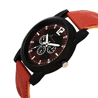 Black Dial Red Strap Quartz Analogue Wrist Watch-thumb1