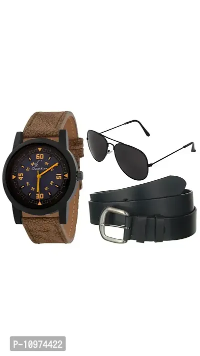 Stylish And Funky Wrist Watch With Belt And Aviator Glasses-thumb0